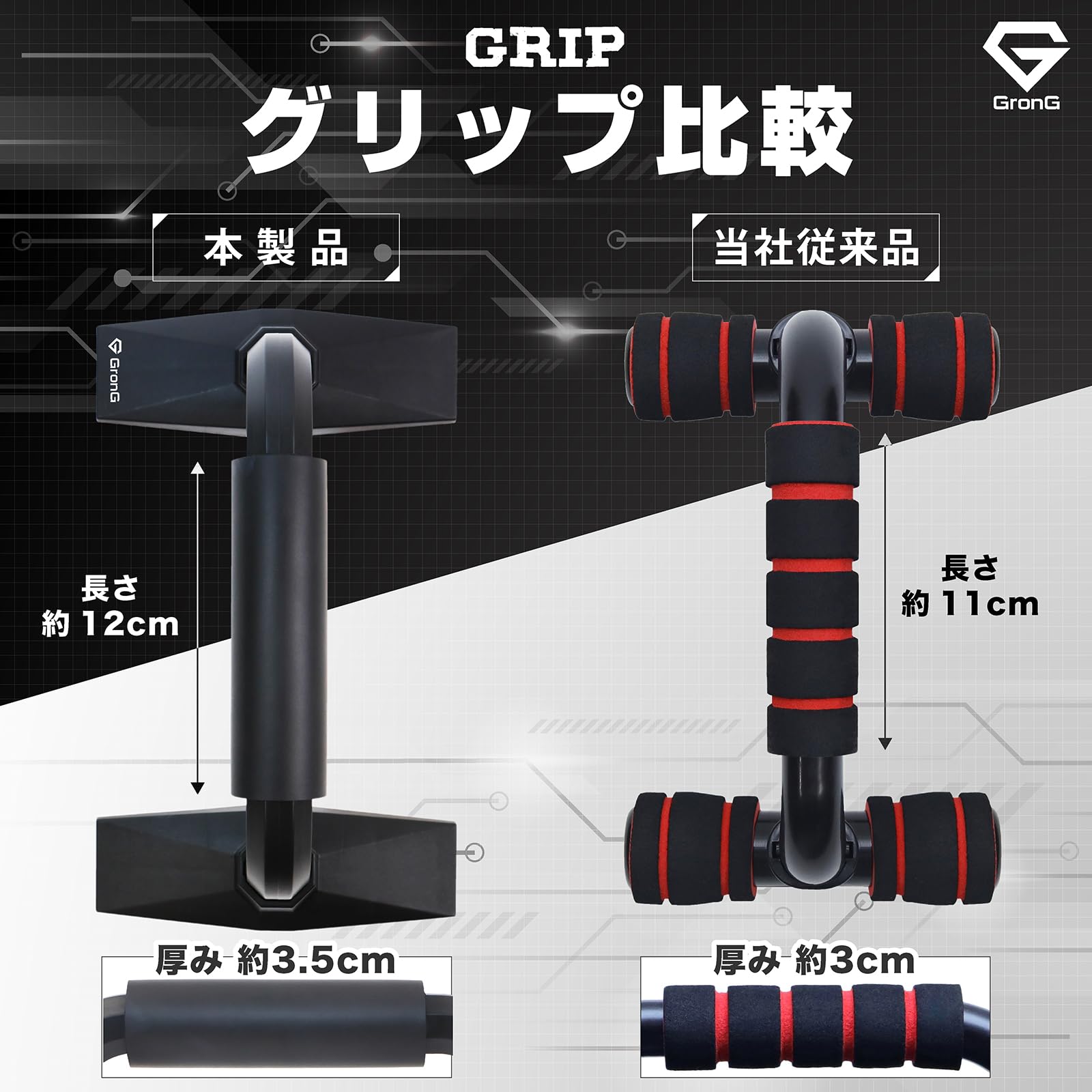 Amazon.co.jp: グロング プッシュアップバー 腕立て伏せ 器具 腕立て